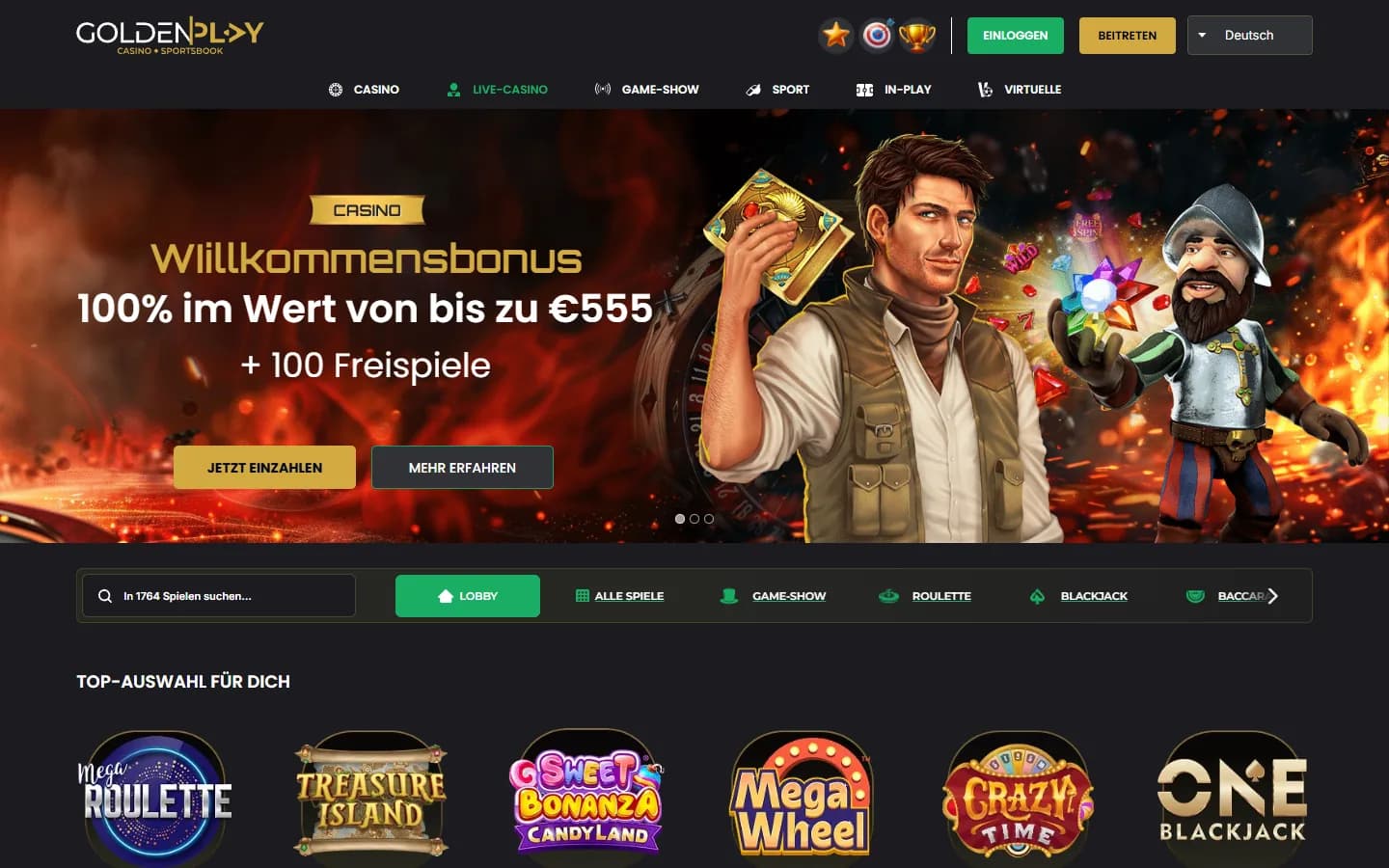 GoldenPlay Live-Casino mit Roulette, Blackjack und weiteren Live-Spielen