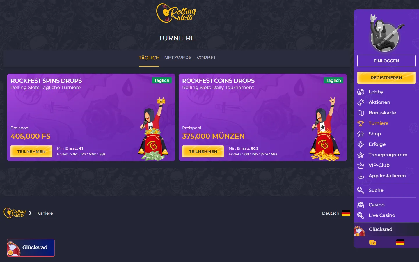 Rolling Slots Turniere mit Freispiele- und Münzen-Preispools